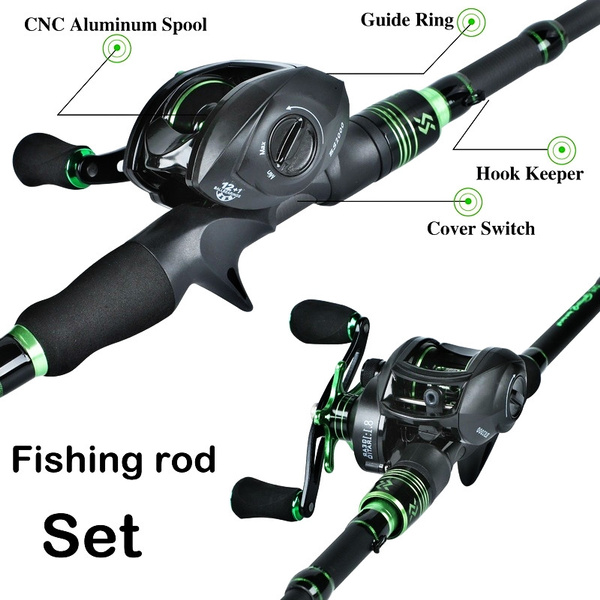Fishing Rod Reel Combos with Portable Telescopic Carbon Fiber Casting Rod  and Magnetic Casting Control 12+1BB Baitcasting Reel
