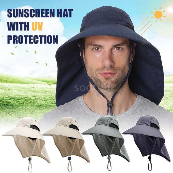 Fishing Sun Hat UV Protection Neck Cover Sun Protect Cap Wide Brim Neck  Flap Fishing Cap for Camping Hiking Boating