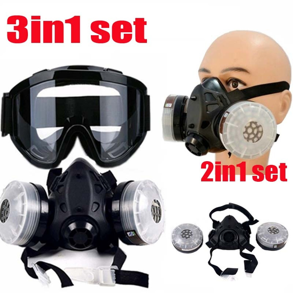 Half Face Gas Mask With Anti-fog Glasses N95 Chemical Dust Mask Filter ...