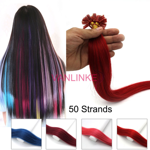 50strands Fusion Pre-Bonded Nail U-Tip Women's Human Hair Extensions ...