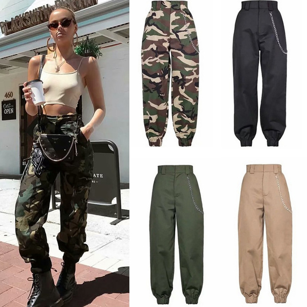 Army Camo Pants Distressed CARGO Pants 80s Military High Waisted Combat  Olive Green Camouflage 1980s Vintage Punk Men's Small Short