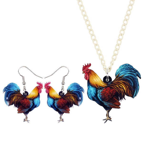 Acrylic Floral Chicken Rooster Hen Earrings Necklace Novelty Farm Animal  Jewelry Sets For Women Girls Charms Gifts | Wish