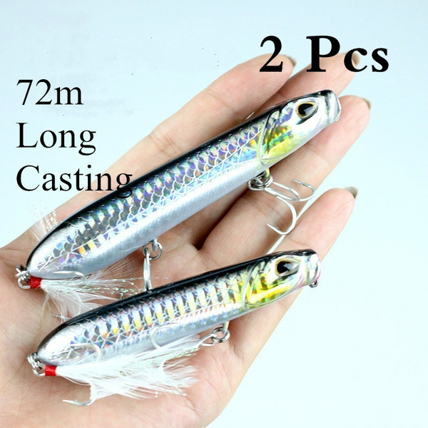 2-Size Field-Tested Long Casting Walk the Dog Topwater Lures Bass