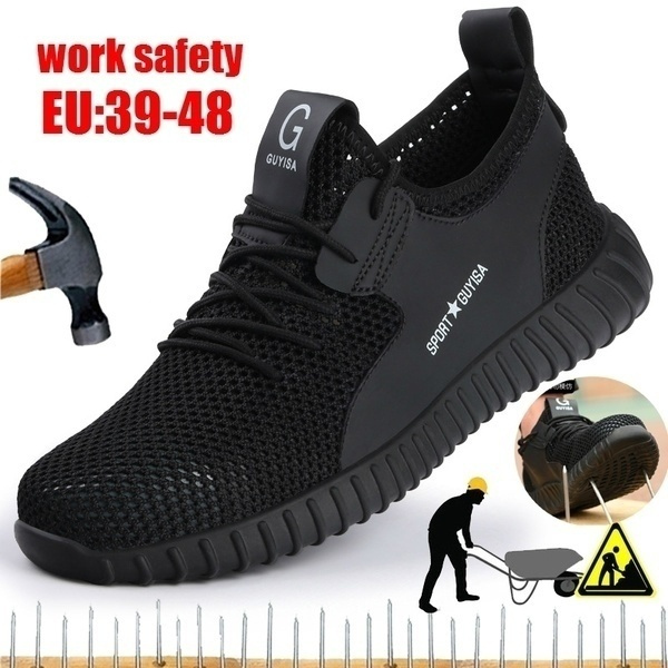 Gigicloud Safe Work Shoes for Men and Women Industrial /& Construction Anti-Puncture Breathable Comfortable Steel Toes Safety Shoes 39 Black
