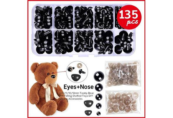 130Pcs Black Plastic Safety Noses for Teddy Bear Animals Doll Puppet Making 
