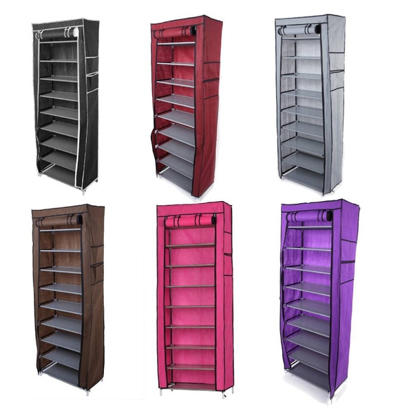 10 Layer 9 Grid Shoe Rack Shelf Storage Closet Organizer Cabinet Multiple Colors 