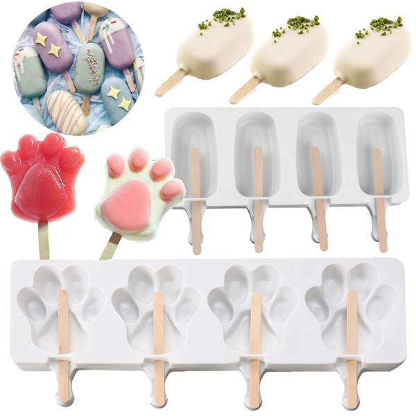 4 Cells Frozen Ice Cream Mold Juice Maker Popsicle  Ice Lolly  Mould 