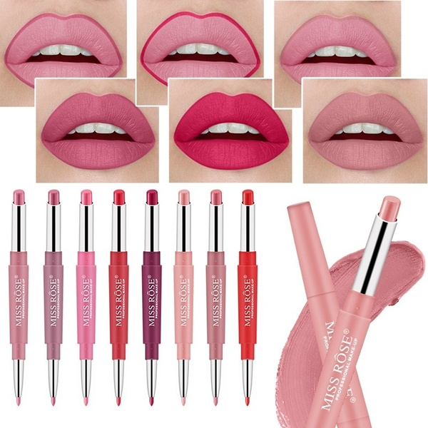 Womens Fashion Sexy 2 In 1 Double-ended Lips Makeup Matte Lipstick Set ...