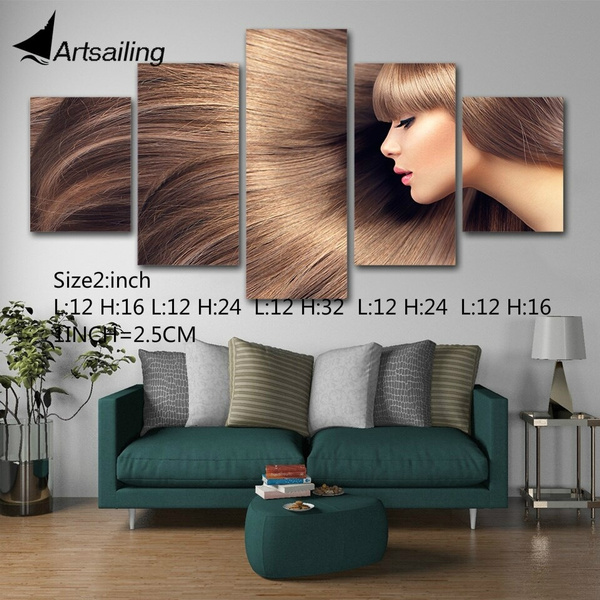5 Panel Canvas Painting Hairdressing Posters Hair Slaon Make-up Nail Canvas  Wall Art Hair Salon Posters Artwork Barber Posterea1019 | Wish