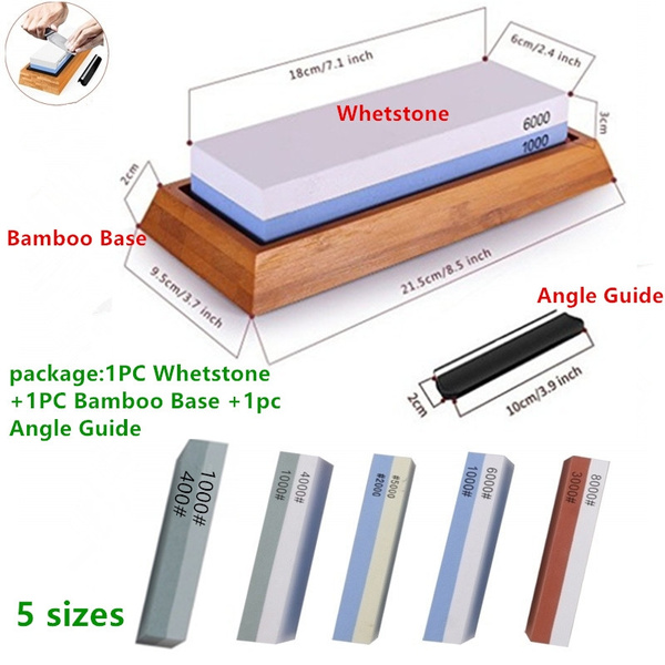 Premium Whetstone Knife Sharpening Stone 2 Side Grit 1000/6000 Best  Whetstone Sharpener NonSlip Bamboo Base & Angle Guide