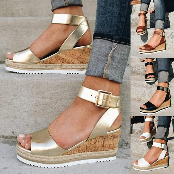 ladies comfortable wedge sandals