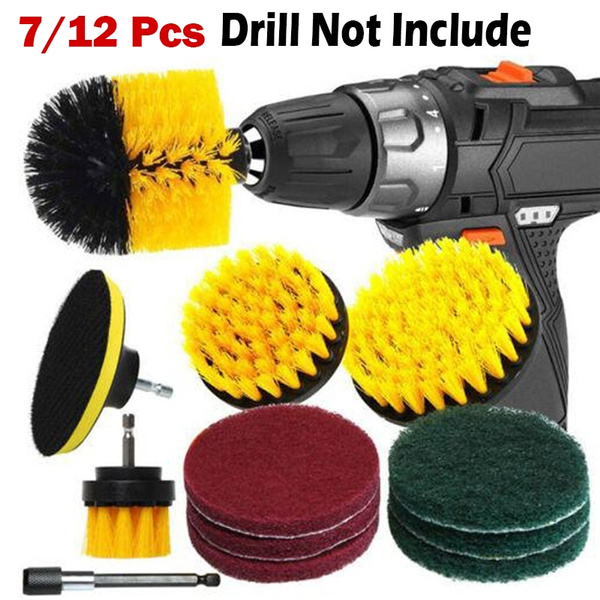 7/12 Pcs Electric Drill Cleaning Brush Head Set Scouring Cloth Tool
