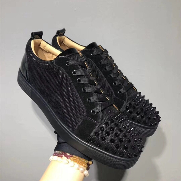 black red bottom sneakers with spikes