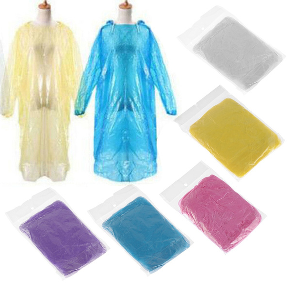 10/100PC Disposable Adult Emergency Waterproof Rain Coat Poncho Hiking Camping A