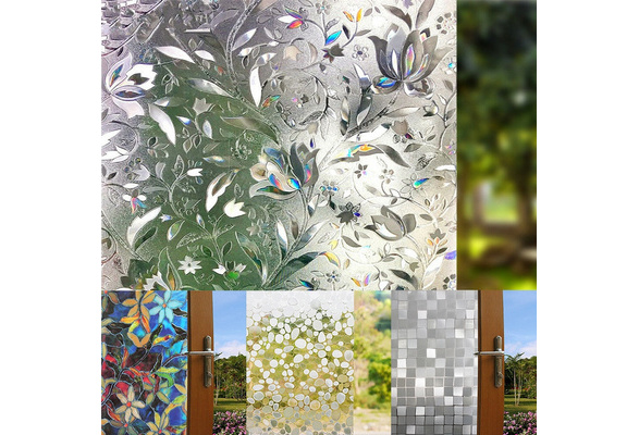 Anti UV Privacy 3D Window Glass Film Floral Stickers Self-adhesive Home Decor