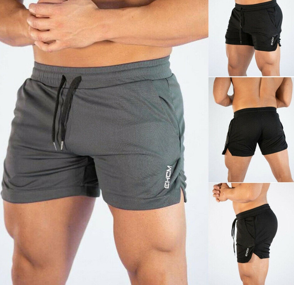 Men Swim Fitted Shorts Bodybuilding Workout Gym Running Tight Lifting Shorts
