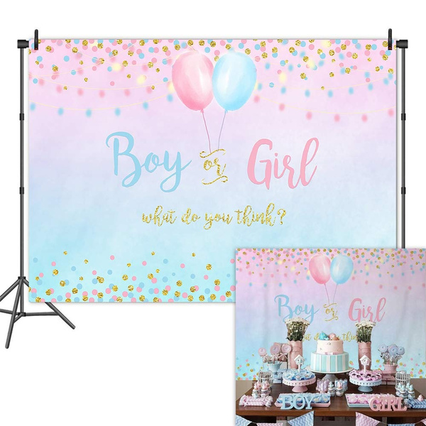 mehofoto boy or girl gender reveal backdrop blue pink dots balloon photography background 7x5ft vinyl gender reveal baby shower party banner backdrops wish