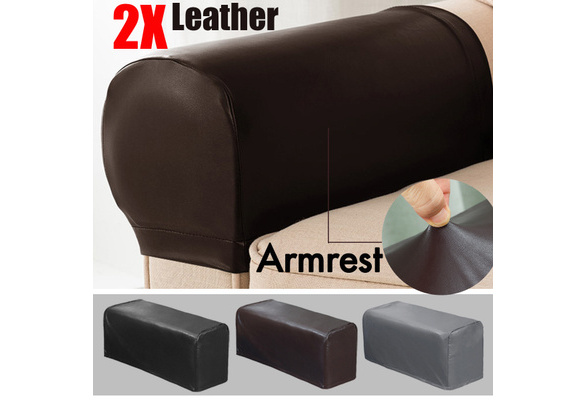 2pc Set Pu Leather Sofa Armrest Covers, Leather Arm Protectors