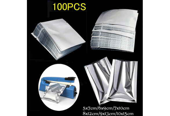 100PCS Foil Bags Aluminium Sachet Pouch With Heat Seal Food Grade Bags  Vacuum Sealer Pouches Storage Bag Heat Seal Aluminium Foil Bags Food Grade Heat  Sealing Bag Kitchen Supplies