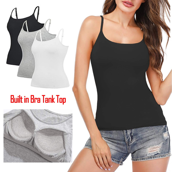 Summer Sleeveless Shirt for Women Camisoles Tops with Built In