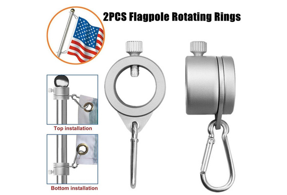 1 Pair Alloy Metal Flag Pole Rotating Rings Clip Anti Wrap Grommet Mounting Tool