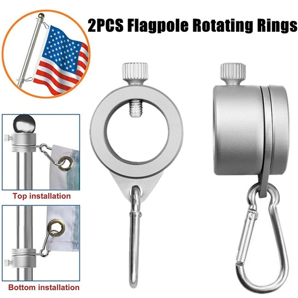Metal Flag Pole Flagpole Rotating Rings Clip Anti Wrap Grommet Mounting 