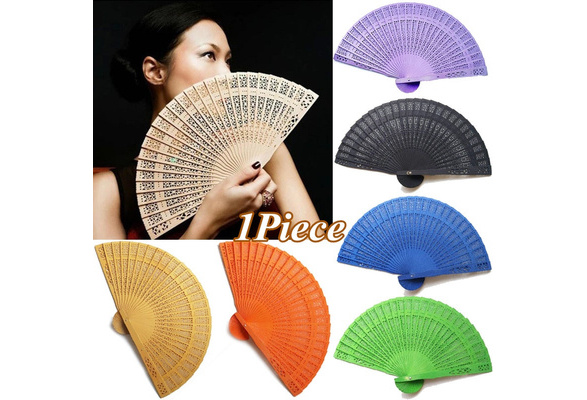 Chinese Style Bamboo Wooden Fragrant Folding Hand Fans Wedding Party Decor 