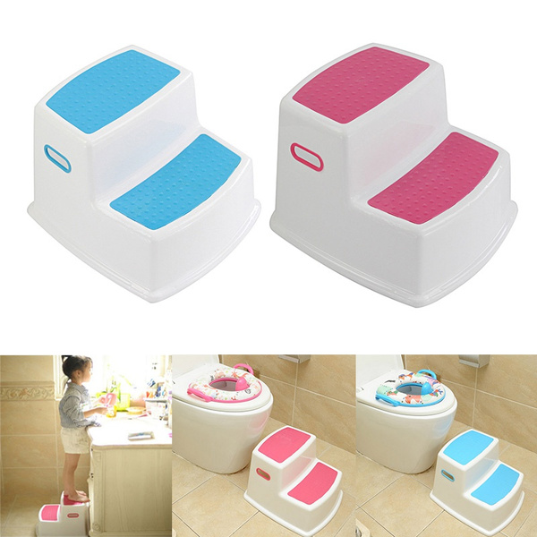 Red Techcell Portable Kids Non-Slip Step Stool Dual Height Two Step Stool Toddlers Stool for Potty Training Bathroom Kitchen 