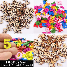 100Pcs Cute Letters Numbers Wooden Alphabet Embellishments Scrapbooking Craft DIY