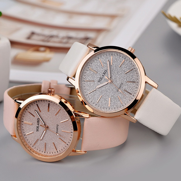 ladies watch with leather straps