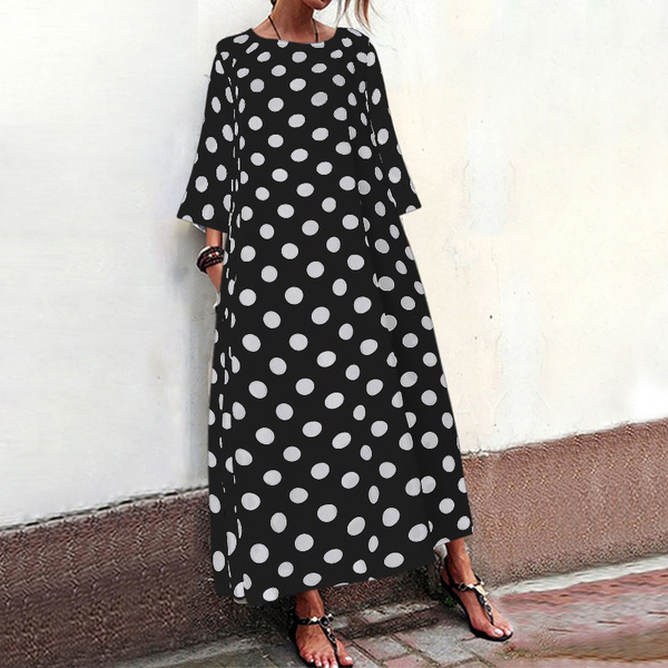 plus size polka dot long dresses