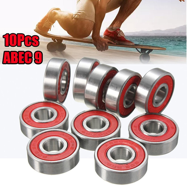 10PCS Roller Skate Skateboard Longboard Wheel Bearings ABEC-5 608-2RS Red Set ❤ 
