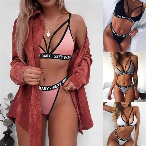 Women Sexy Lingerie Sets Mode Femmes Plus Size Lencer a Soutien gorge Sexy Sous V tements G String Lettre Set Lingerie Sexy XTT