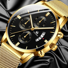 2019 Men Watch Fashion Faux Chronograph Military Sport Mens Watches Top Brand Luxury Casual Full Steel Quartz Gold Clock