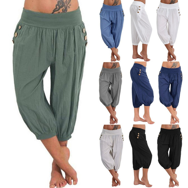 M-5XL Plus Size Women Summer Pants High 