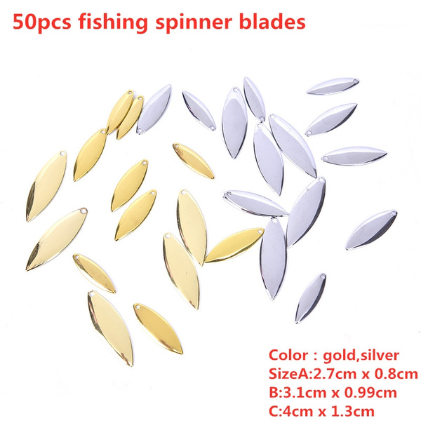 DIY Spinner Bait Fishing Lures PL 50pcs Willow Spinner Blades Smooth Finish