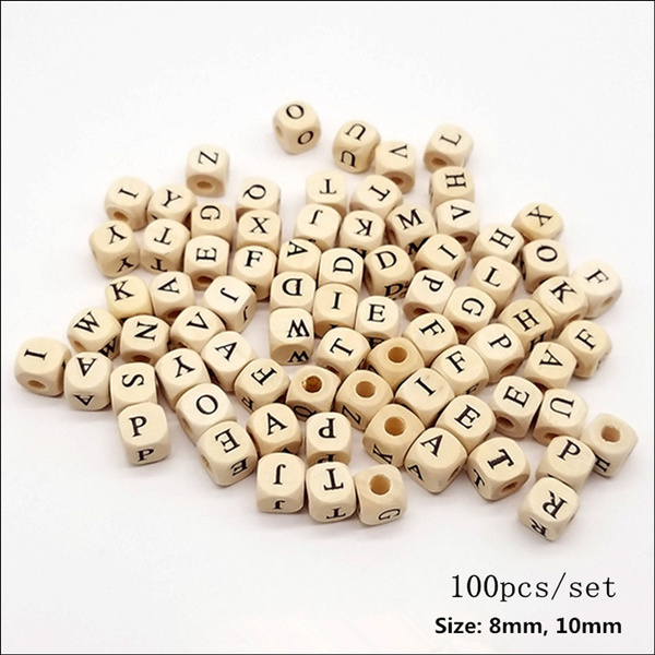 100 pcs Square wooden beads for jewelry making Mixed A-Z letter beads loose  beads Fashion women alphabet beads for bracelets Wood color beads diy  necklace /bracelet accessories (size 8mm/10mm)