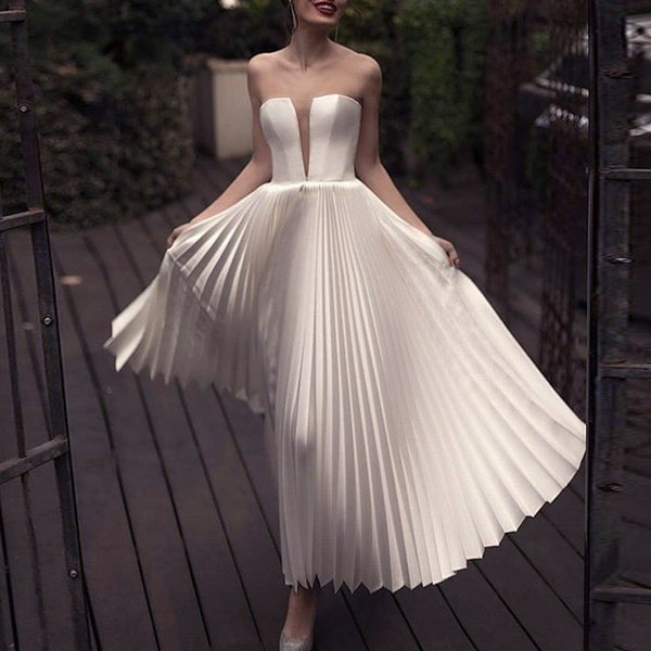 White long pleated clearance dress