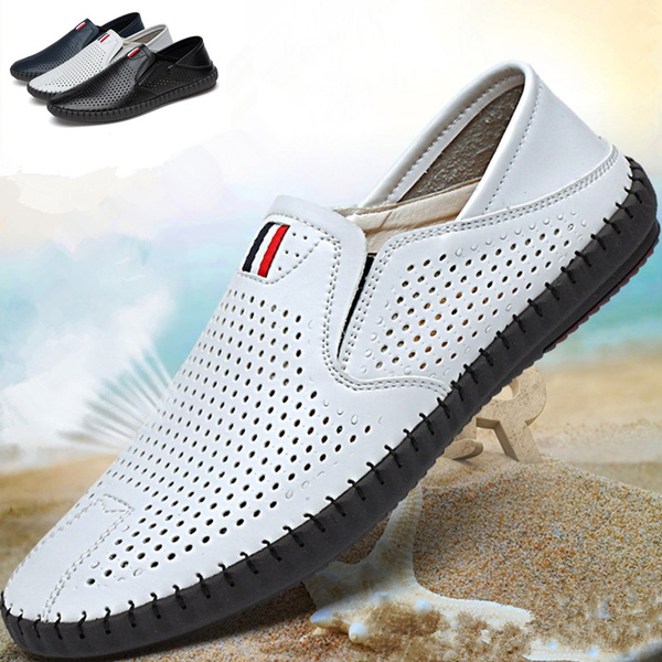 Mens perforated hot sale leather shoes