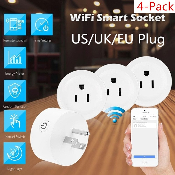 4PCS Smart Sockets Remote Control Outlet with Timing Function,EU Plug