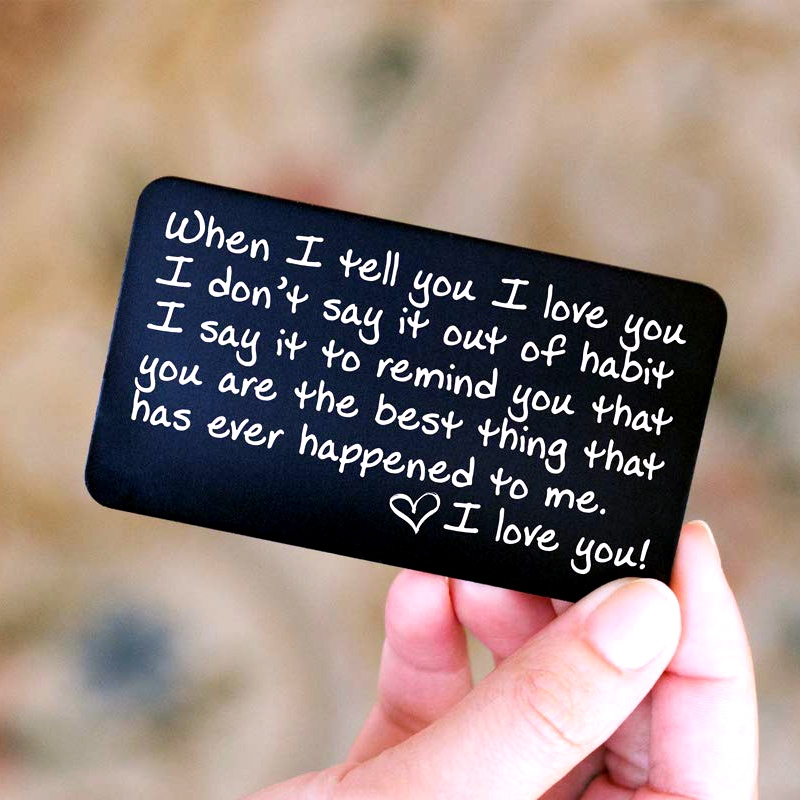 engraved wallet card for husband