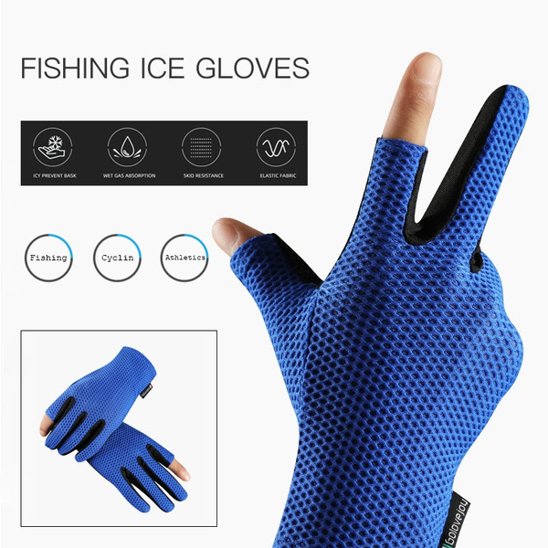 Men Fishing Gloves Outdoor Non-slip Fishing Protective Gloves Two Fingers  Cut Sports Half Finger