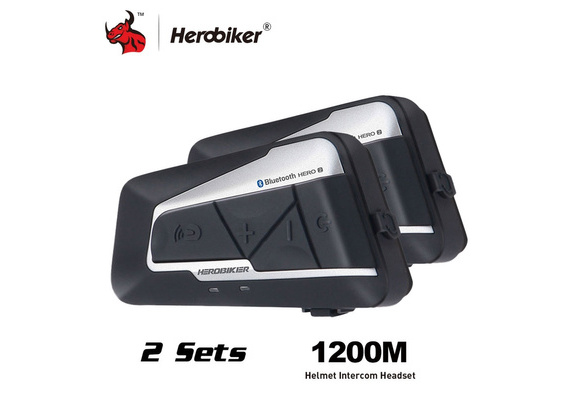 Herobiker Hero 2 Helmet Motorcycle Headset For Motorcycle Helmet Intercom  Moto Headset 1200M BT Waterproof Wireless Bluetooth
