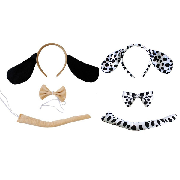 LONG EARS DOG PUPPY PET HEADBAND WITH EARS+BOW TIE+TAIL-3PC DRESS UP SET-COSTUME 