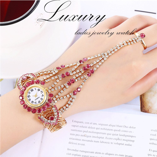Women's Watch Luxury Rhinestone Quartz Bracelet Watch - Temu
