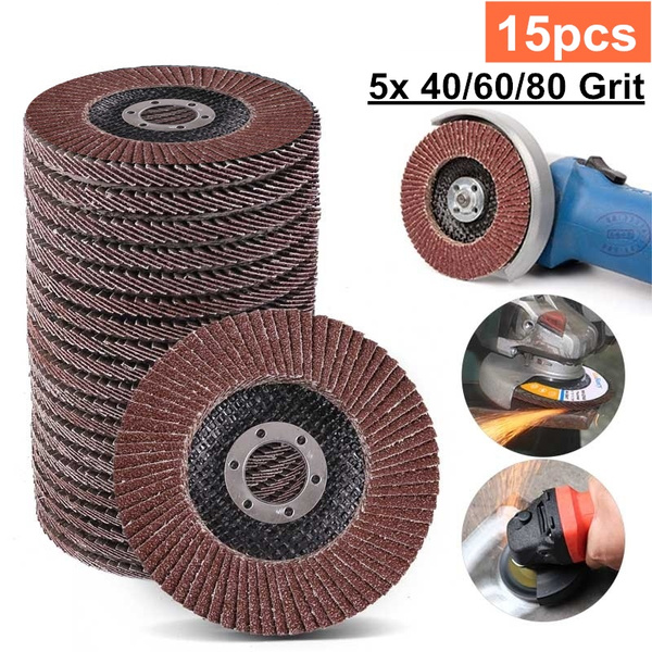 15pcs 4.5" Grinding Wheels Angle Grinder Metal Sanding Flap Discs 40 60 80 Grit