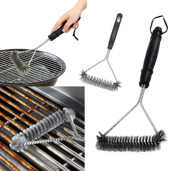 Heavy Duty 3-Branch Stainles PePeng 18" Triangle Metal BBQ Grill Cleaning Brush 