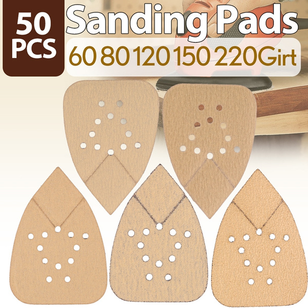 LotFancy Sanding Pads for Black and Decker Mouse Sanders, 50PCS 60 80 120  150 220 Grit Sandpaper Assortment - 12 Hole Hook and Loop Detail Palm  Sander