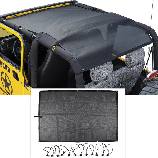 Durable Polyester Mesh Sun Shade Top Cover Provides UV Sun Protection Cover  for 1997-2016 Jeep Wrangler TJ Black | Wish