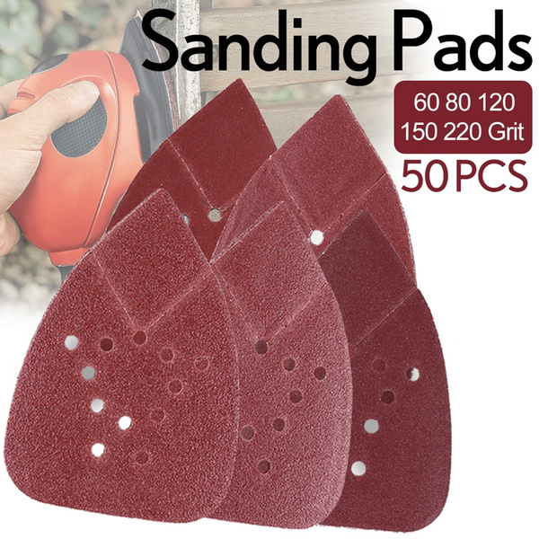 Sanding Pads for Black and Decker Mouse Sanders by LotFancy, 50PCS 60 80  120 150 220 Grit Mouse Sandpaper Assortment - 12 Holes Hook and Loop Detail  Palm Sander Sanding Sheets Sand Paper